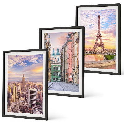Wall art set Cities New York Paris twilight