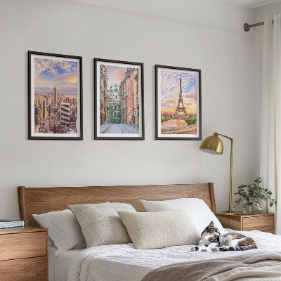 Wall art set Cities New York Paris twilight