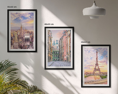 Wall art set Cities New York Paris twilight