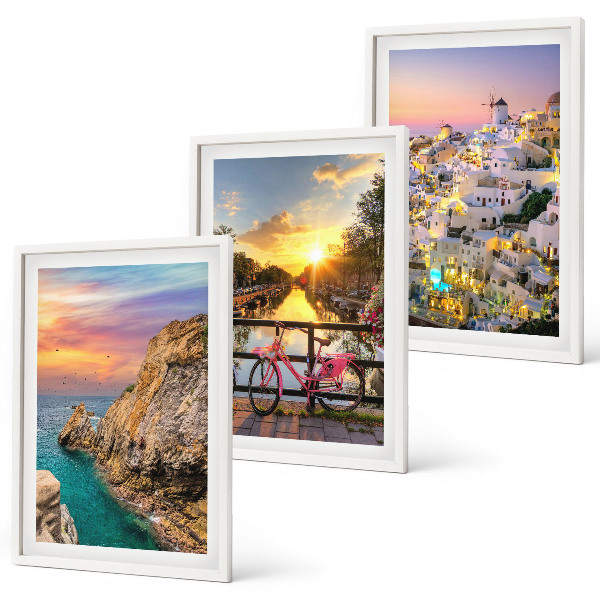 Three-piece wall art piece Seaside views sunset