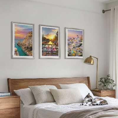 Three-piece wall art piece Seaside views sunset