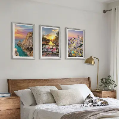 Seaside sunset wall art three-piece set