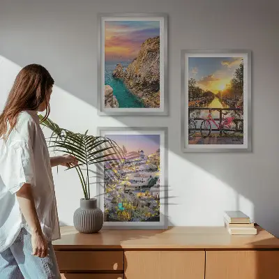 Seaside sunset wall art three-piece set