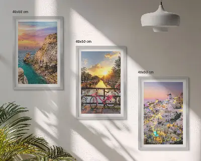 Seaside sunset wall art three-piece set