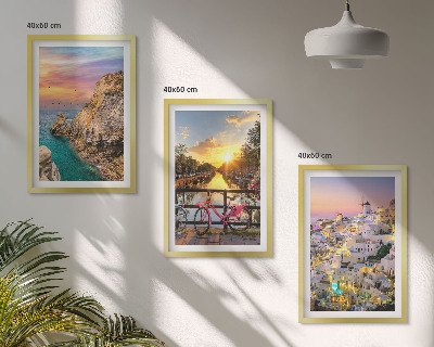 Three-piece wall art piece Seaside views sunset