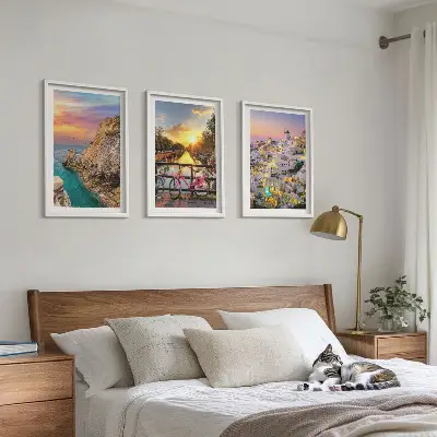 Seaside sunset wall art three-piece set