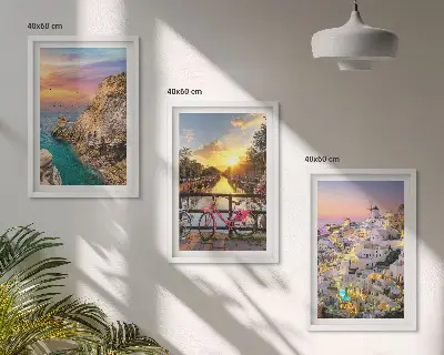 Seaside sunset wall art three-piece set