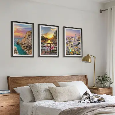 Seaside sunset wall art three-piece set