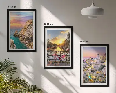 Seaside sunset wall art three-piece set