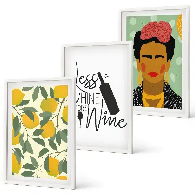 Lemons and Wine Frida Portrait Wall Art Set set of wall art prints