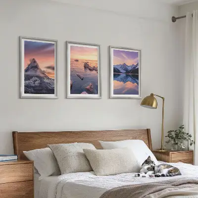 Three-piece mountain lake wall art western landscape