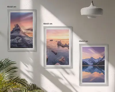 Three-piece mountain lake wall art western landscape