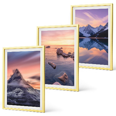 Three-piece wall art piece Mountain landscape, lake, west