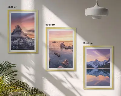 Three-piece mountain lake wall art western landscape