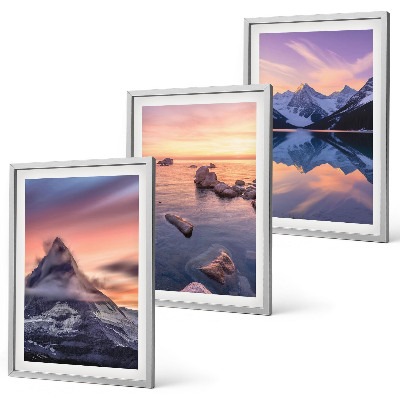 Three-piece wall art piece Mountain landscape, lake, west