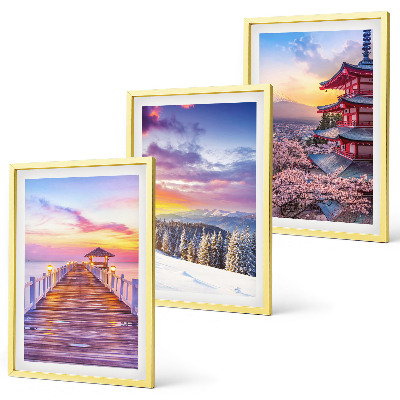 Set of 3 framed wall art pieces Romantic skyscapes