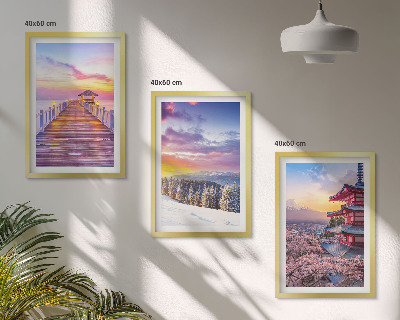 Set of 3 framed wall art pieces Romantic skyscapes