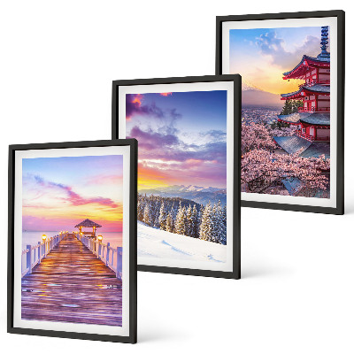 Set of 3 framed wall art pieces Romantic skyscapes