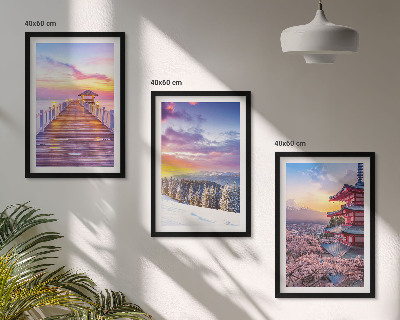 Set of 3 framed wall art pieces Romantic skyscapes