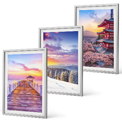 Set of 3 framed wall art pieces Romantic skyscapes