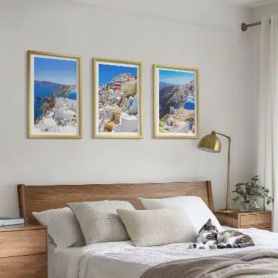Wall art set landscape architecture of Oia, Santorini