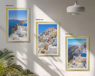 Wall art set landscape architecture of Oia, Santorini