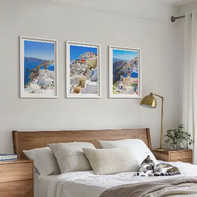 Wall art set landscape architecture of Oia, Santorini