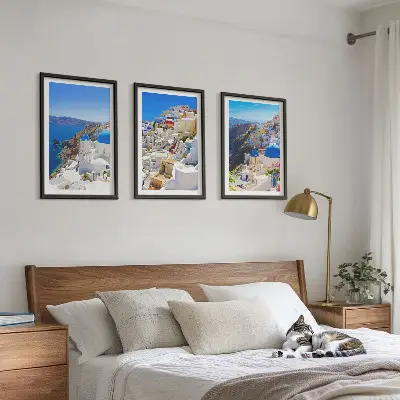 Wall art set landscape architecture of Oia, Santorini