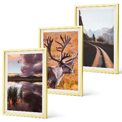 Mountain landscapes with reindeer wall art set of 3 framed pieces