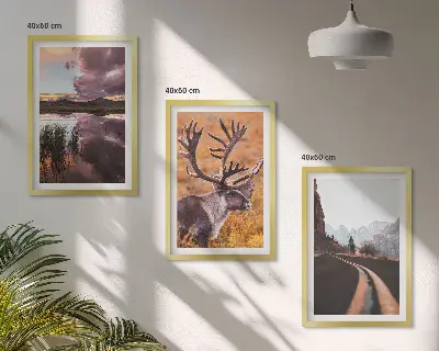 Mountain landscapes with reindeer wall art set of 3 framed pieces