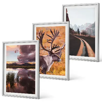 Mountain landscapes with reindeer wall art set of 3 framed pieces
