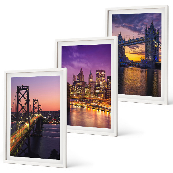 Wall art set Bridges, sun, city views