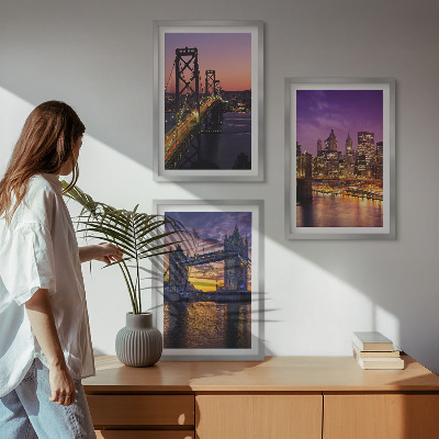 Wall art set Bridges, sun, city views