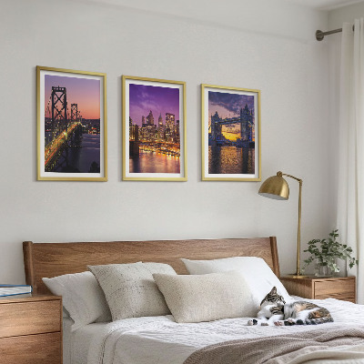 Wall art set Bridges, sun, city views