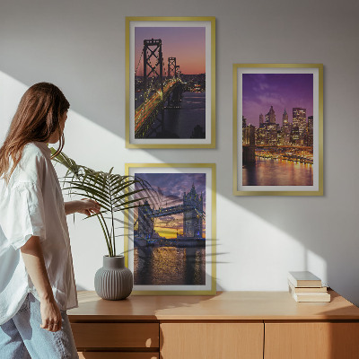 Wall art set Bridges, sun, city views