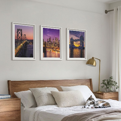 Wall art set Bridges, sun, city views