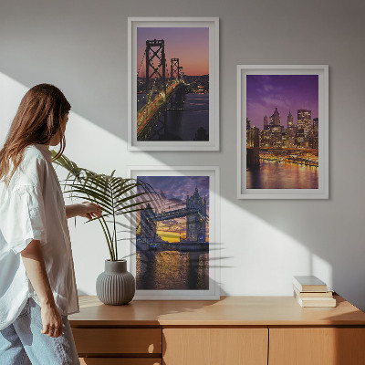 Wall art set Bridges, sun, city views