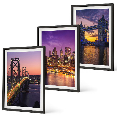 Wall art set Bridges, sun, city views