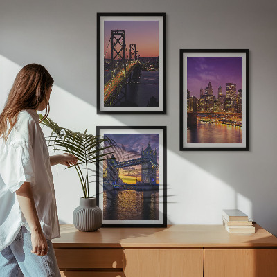 Wall art set Bridges, sun, city views