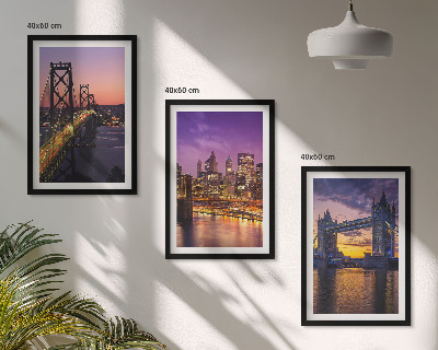 Wall art set Bridges, sun, city views