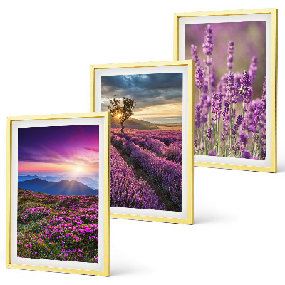 Three-piece wall art piece Lavender fields sunset