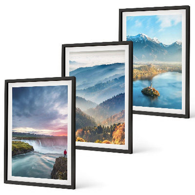 Wall art set Mountain landscapes waterfalls
