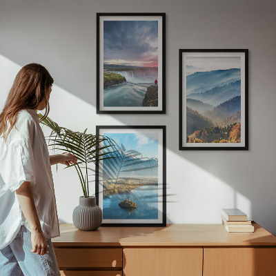 Wall art set Mountain landscapes waterfalls
