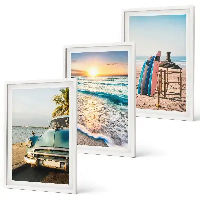 Miami sunset wall art set of 3 framed pieces