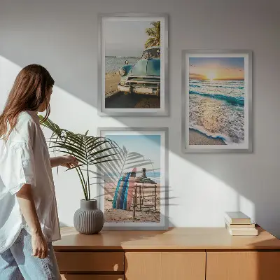 Miami sunset wall art set of 3 framed pieces