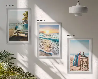 Miami sunset wall art set of 3 framed pieces