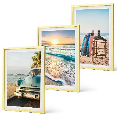 Miami sunset wall art set of 3 framed pieces