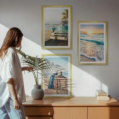 Miami sunset wall art set of 3 framed pieces