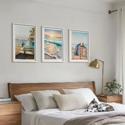 Miami sunset wall art set of 3 framed pieces