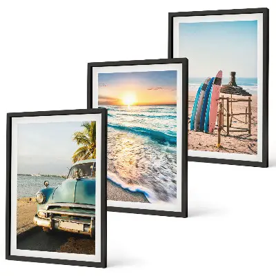 Miami sunset wall art set of 3 framed pieces